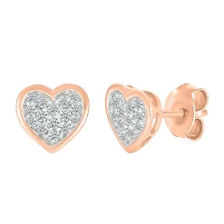 Heart-Shaped Diamond Stud Earrings In 10K Rose Gold (1/4 Ct. Tw.)