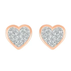 Heart-Shaped Diamond Stud Earrings In 10K Rose Gold (1/4 Ct. Tw.)