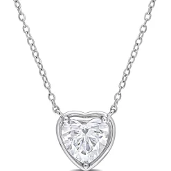 Heart-Shaped Moissanite Necklace In Sterling Silver (2 Ct.)