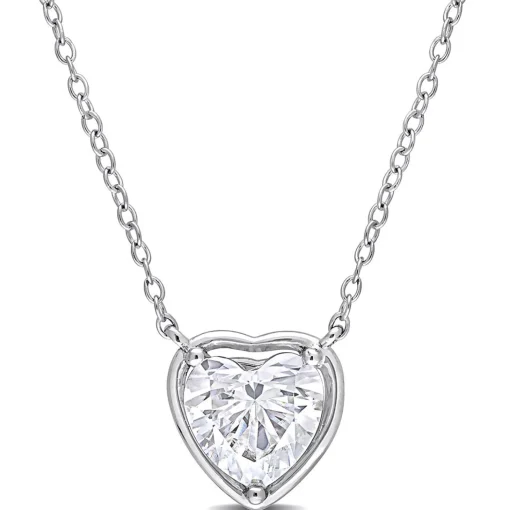 Heart-Shaped Moissanite Necklace In Sterling Silver (2 Ct.)