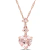 Heart-Shaped Morganite Drop Pendant In 14K Rose Gold