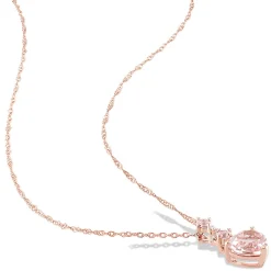 Heart-Shaped Morganite Drop Pendant In 14K Rose Gold