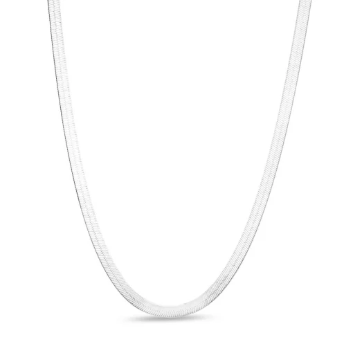 Herringbone Chain Necklace In Sterling Silver, 4.2Mm, 18"