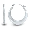 Hinged Hoop Earrings With Milgrain Details In 10K White Gold