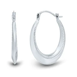 Hinged Hoop Earrings With Milgrain Details In 10K White Gold
