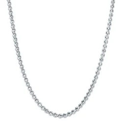 Hollow Link Chain In 10K White Gold