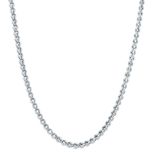 Hollow Link Chain In 10K White Gold