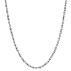Hollow Rope Chain In 14K White Gold, 20"