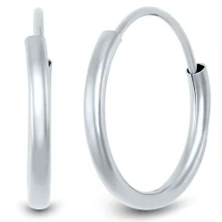 Hoop Earring In 14K White Gold, 12Mm