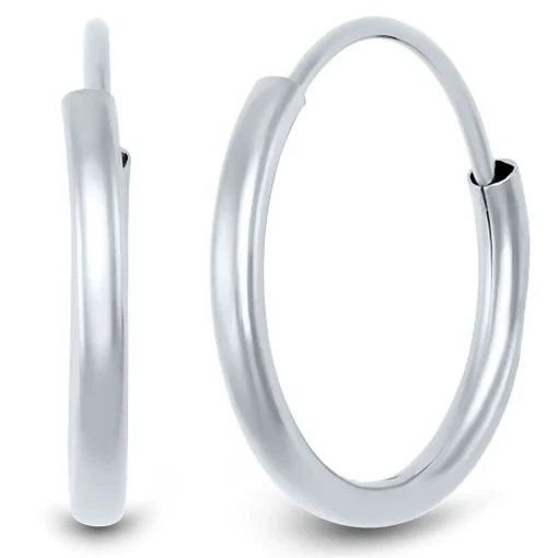 Hoop Earring In 14K White Gold, 12Mm