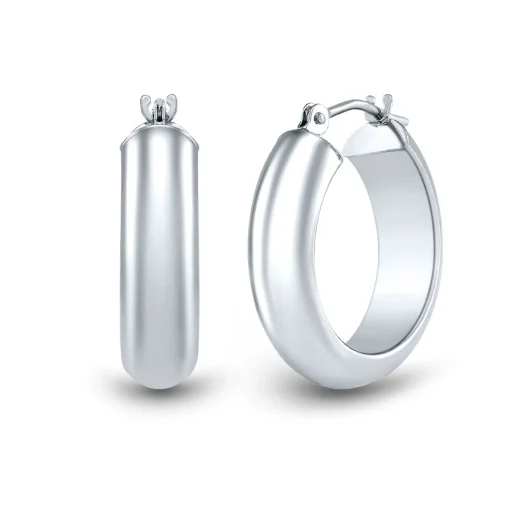 Hoop Earrings In 14K White Gold