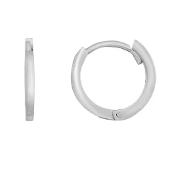 Huggie Hoop Earrings With Rounded Edges In 14K White Gold