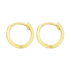 Huggie Hoop Earrings With Rounded Edges In 14K Yellow Gold