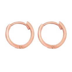 Huggie Hoop Earrings With Rounded Edges In 14K Rose Gold