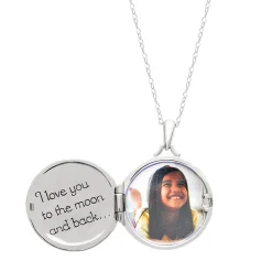 I Love You To The Moon And Back Lab Created White Sapphire & Opal Locket In Sterling Silver