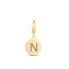 Initial Charm Disc With Letter "N" In 10K Yellow Gold