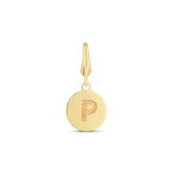 Initial Charm Disc With Letter "P" In 10K Yellow Gold