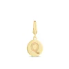 Initial Charm Disc With Letter "Q" In 10K Yellow Gold