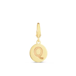 Initial Charm Disc With Letter "Q" In 10K Yellow Gold