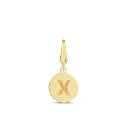 Initial Charm Disc With Letter "X" In 10K Yellow Gold