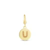Initial Charm Disc With Letter "U" In 10K Yellow Gold