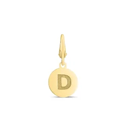 Initial Charm Disc With Letter "D" In 10K Yellow Gold