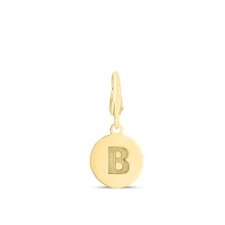 Initial Charm Disc With Letter "B" In 10K Yellow Gold