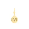 Initial Charm Disc With Letter "M" In 10K Yellow Gold