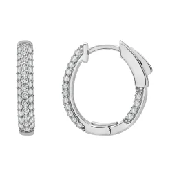 Inside Out Oval Hoop Diamond Earring In 10K White Gold (1 Ct. Tw.)
