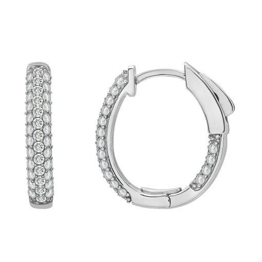 Inside Out Oval Hoop Diamond Earring In 10K White Gold (1 Ct. Tw.)