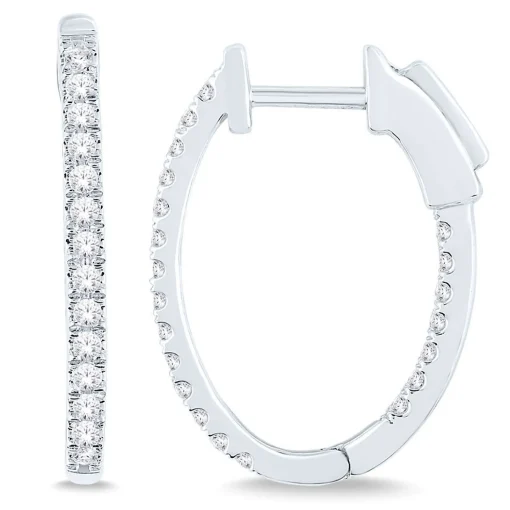 Inside-Out Diamond Hoop Earrings In 14K White Gold (1/2 Ct. Tw.)