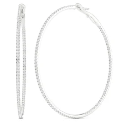 Inside-Out Diamond Hoop Earrings In 10K White Gold (1 Ct. Tw.)