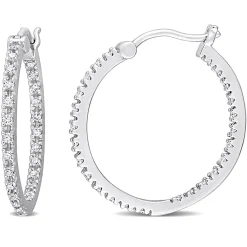 Inside-Out Diamond Hoop Earrings In Sterling Silver (1/4 Ct. Tw.)