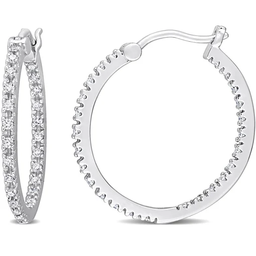 Inside-Out Diamond Hoop Earrings In Sterling Silver (1/4 Ct. Tw.)