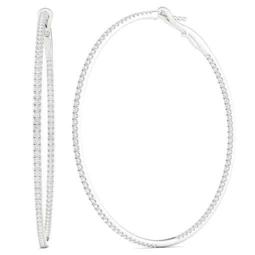 Inside-Out Diamond Hoop Earrings In 10K White Gold (1 Ct. Tw.)