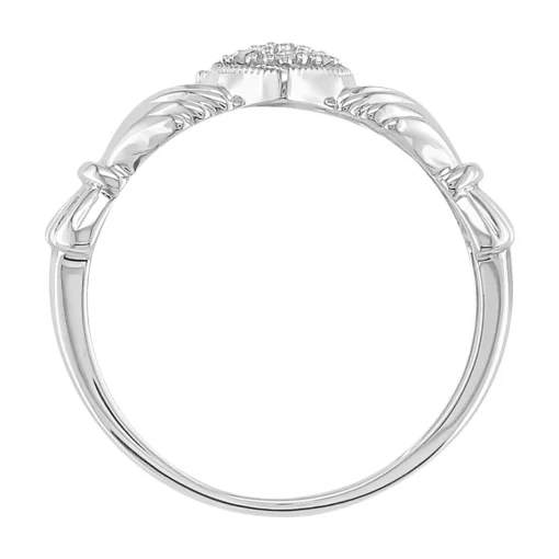 Irish Claddagh Ring With Diamond Accents In 10K White Gold