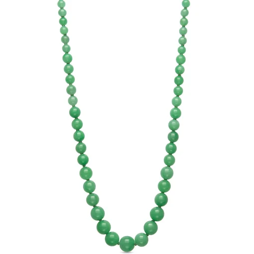 Jade Necklace With Sterling Silver Clasp, 20"