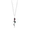 Jafar Diamond, Onyx And Garnet Snake Pendant In Sterling Silver
