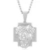 Jesus Medallion In Stainless Steel, 24" Curb Chain