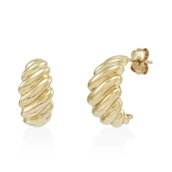 J-Hoop Earrings In 14K Yellow Gold