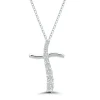 Journey Diamond Cross Pendant In Sterling Silver (1/10 Ct. Tw.)