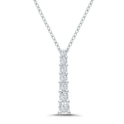 Journey Diamond Pendant With Illusion Setting In Sterling Silver