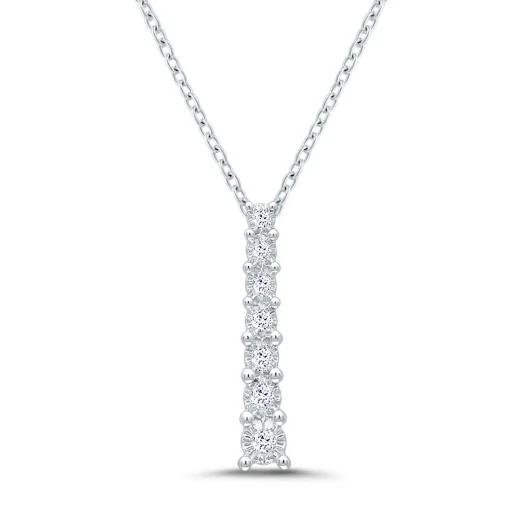 Journey Diamond Pendant With Illusion Setting In Sterling Silver