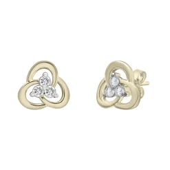 Knot Trefoil Stud Earrings In 10K Yellow Gold (1/10 Ct. Tw.)