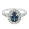 Lab Created Alexandrite & White Sapphire Halo Ring In Sterling Silver