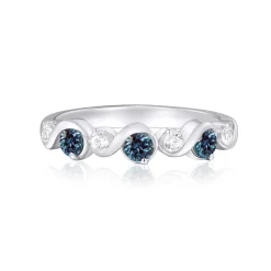 Lab Created Alexandrite & White Sapphire Band In Sterling Silver