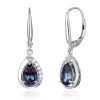Lab Created Alexandrite & Sapphire Drop Earrings In Sterling Silver