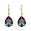 Lab Created Alexandrite Drop Earrings In 10K Yellow Gold