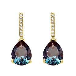 Lab Created Alexandrite Drop Earrings In 10K Yellow Gold