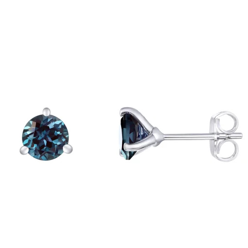 Lab Created Alexandrite Martini Stud Earrings In Sterling Silver